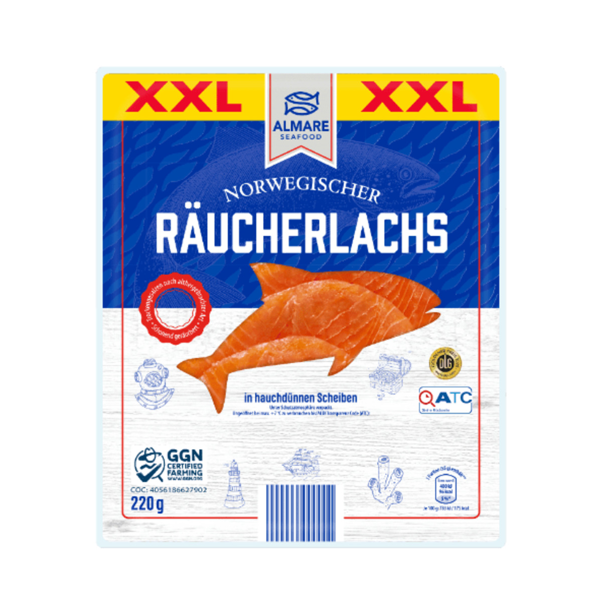 Bild 1 von ALMARE Räucherlachs XXL 220g