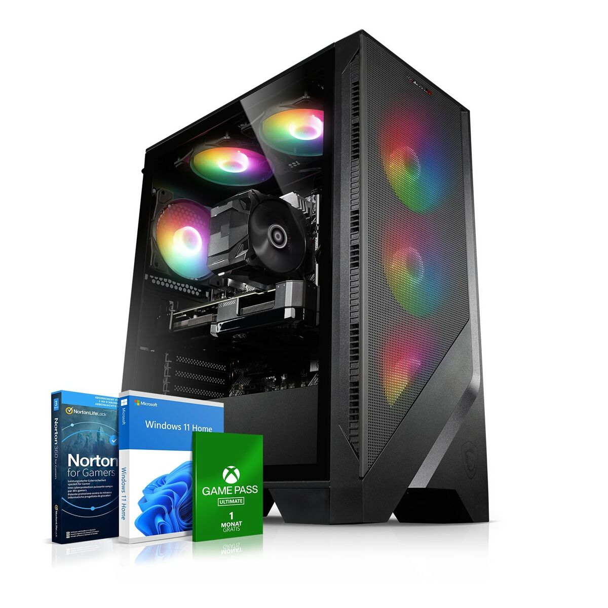 Bild 1 von Gaming PC Cobra V AMD Ryzen 5 5500, 32GB DDR4, NVIDIA RTX 4060 Ti 8 GB, 2TB SSD, Windows 11