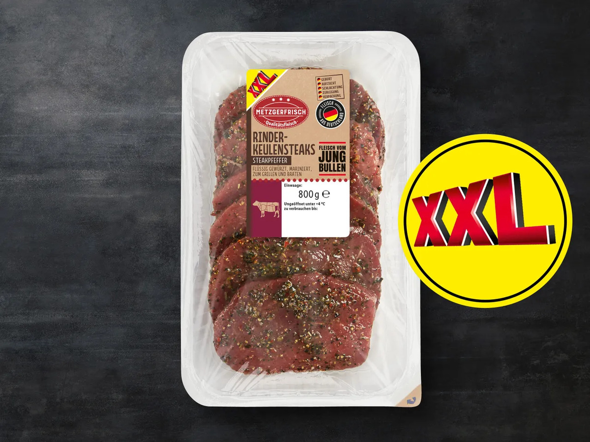 Bild 1 von Metzgerfrisch Rinder-Keulensteaks XXL, 
         800 g