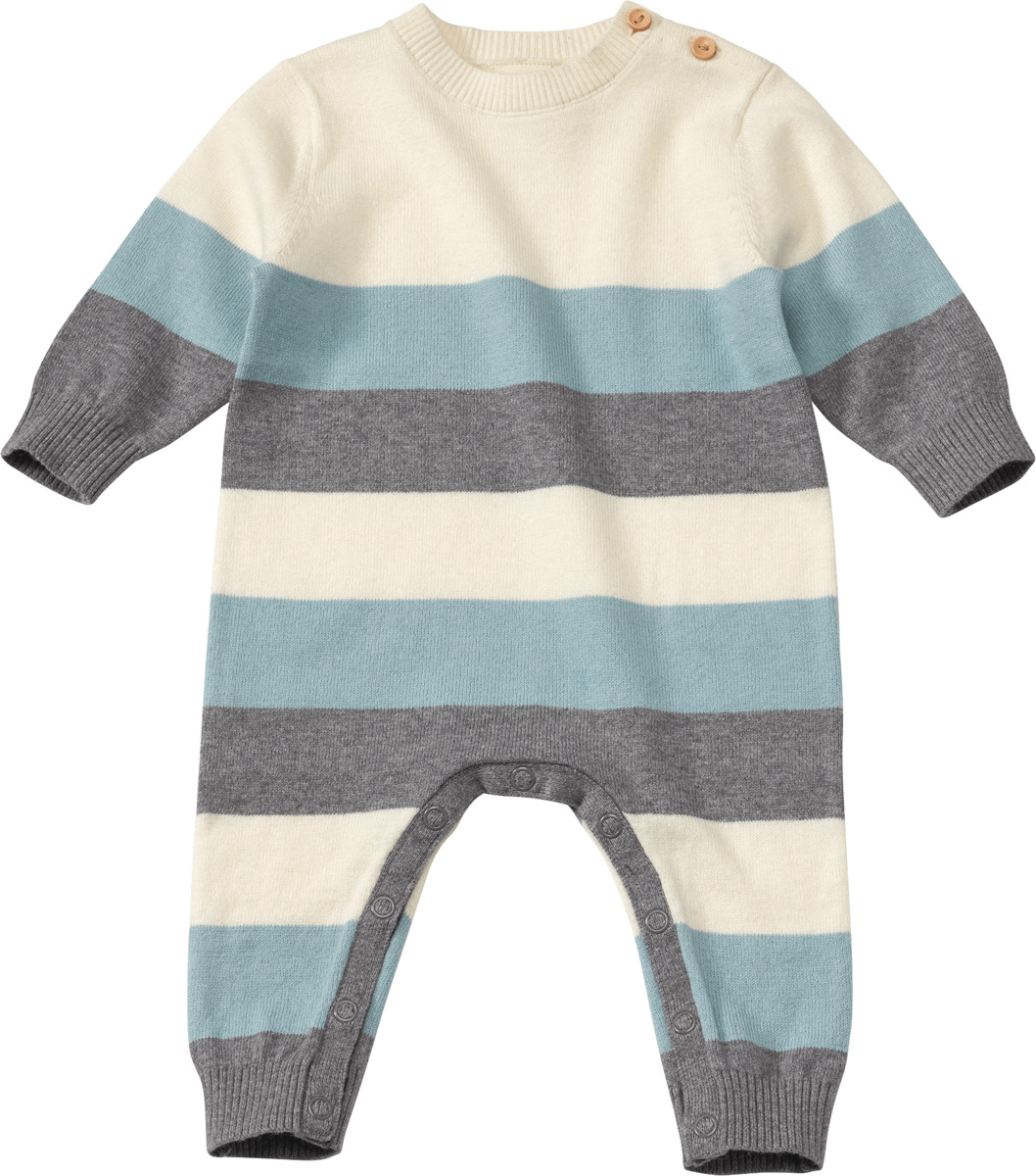 Bild 1 von ALANA Overall aus Strick mit Ringeln, grau & blau & weiß, Gr. 74