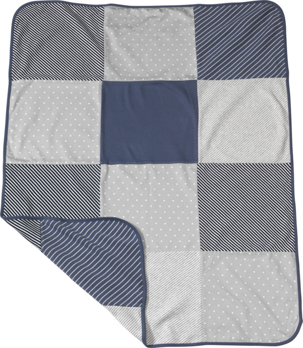 Bild 1 von ALANA Patchwork Decke, ca 100 x 75 cm, aus Bio-Baumwolle, blau, grau