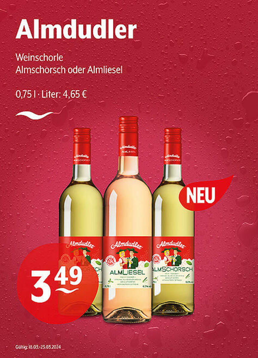Bild 1 von Almdudler Weinschorle
Almschorsch oder Almliesel