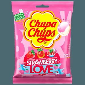 Chupa Chups Strawberry Love 120g, 10 Lollipops