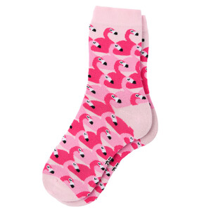 1 Paar Damen Socken mit Flamingo-Motiven ROSA / PINK