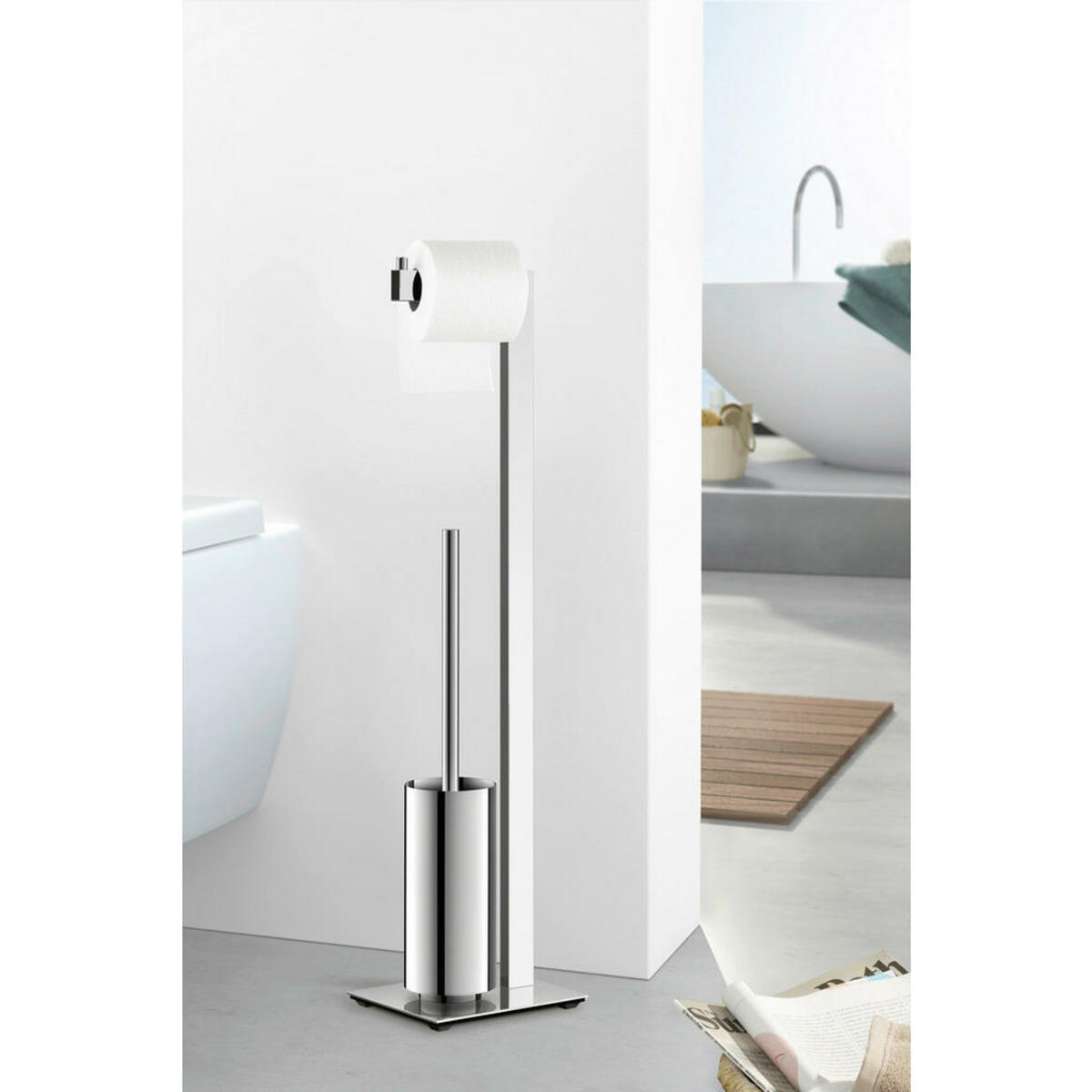 Bild 1 von Zack Wc-Bürstenkombination, Metall, 15x72.5x18 cm, Badaccessoires, WC Zubehör, WC Bürsten