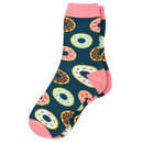Bild 1 von 1 Paar Damen Socken mit Donut-Motiven PETROL / ROSA