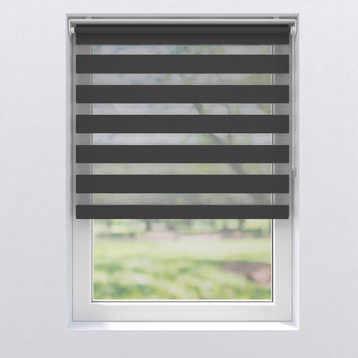 Bild 1 von Doppelrollo, Grau, Textil, Uni, 60x150 cm, Länge universell einstellbar, Wohntextilien, Gardinen & Vorhänge, Rollos & Jalousien