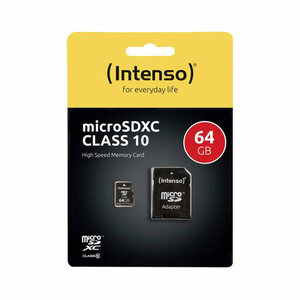 Intenso Speicherkarte Micro-SDXC Class 10 mit SD-Adapter 64 GB
