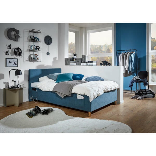 Bild 1 von Stylife Polsterbett, Blau, Textil, Eukalyptusholz, 120x200 cm, Reach, gepolstertes Kopfteil, Stoffauswahl, in verschiedenen Größen erhältlich, Schlafzimmer, Betten, Polsterbetten