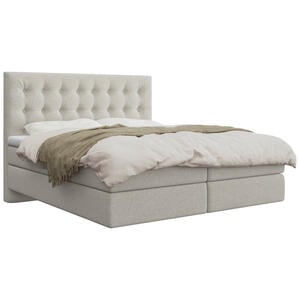 Schlaraffia Boxspringbett, Beige, Textil, Buche, massiv, H2 + H3, 7-Zonen, Höhe ca. 19 cm, 160x200 cm, gepolstertes Kopfteil, Stoffauswahl, Topper durchgehend, in verschiedenen Größen erhältlich,