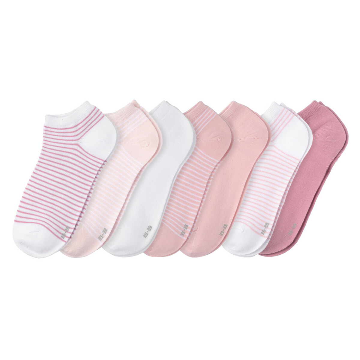 Bild 1 von 7 Paar Damen Sneaker-Socken im Ringel-Look ROSA / ALTROSA / WEISS