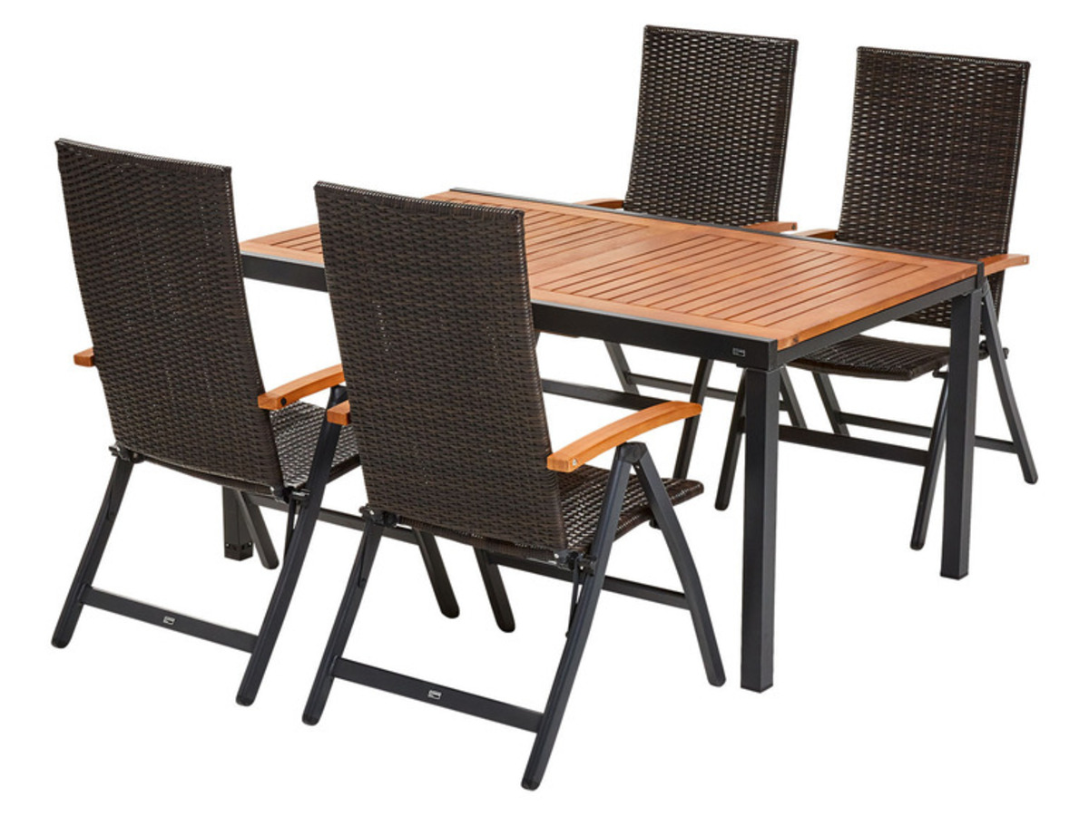 Bild 1 von LIVARNO home Geflecht Set »Valencia« 5-teilig - Ausziehtisch & 4 Klappsessel, braun