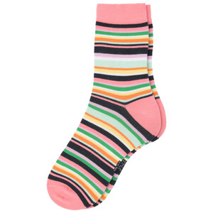 1 Paar Damen Socken mit bunten Ringeln ROSA / BUNT