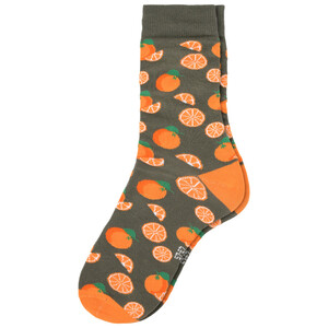 1 Paar Herren Socken mit Orangen-Motiven OLIV / ORANGE