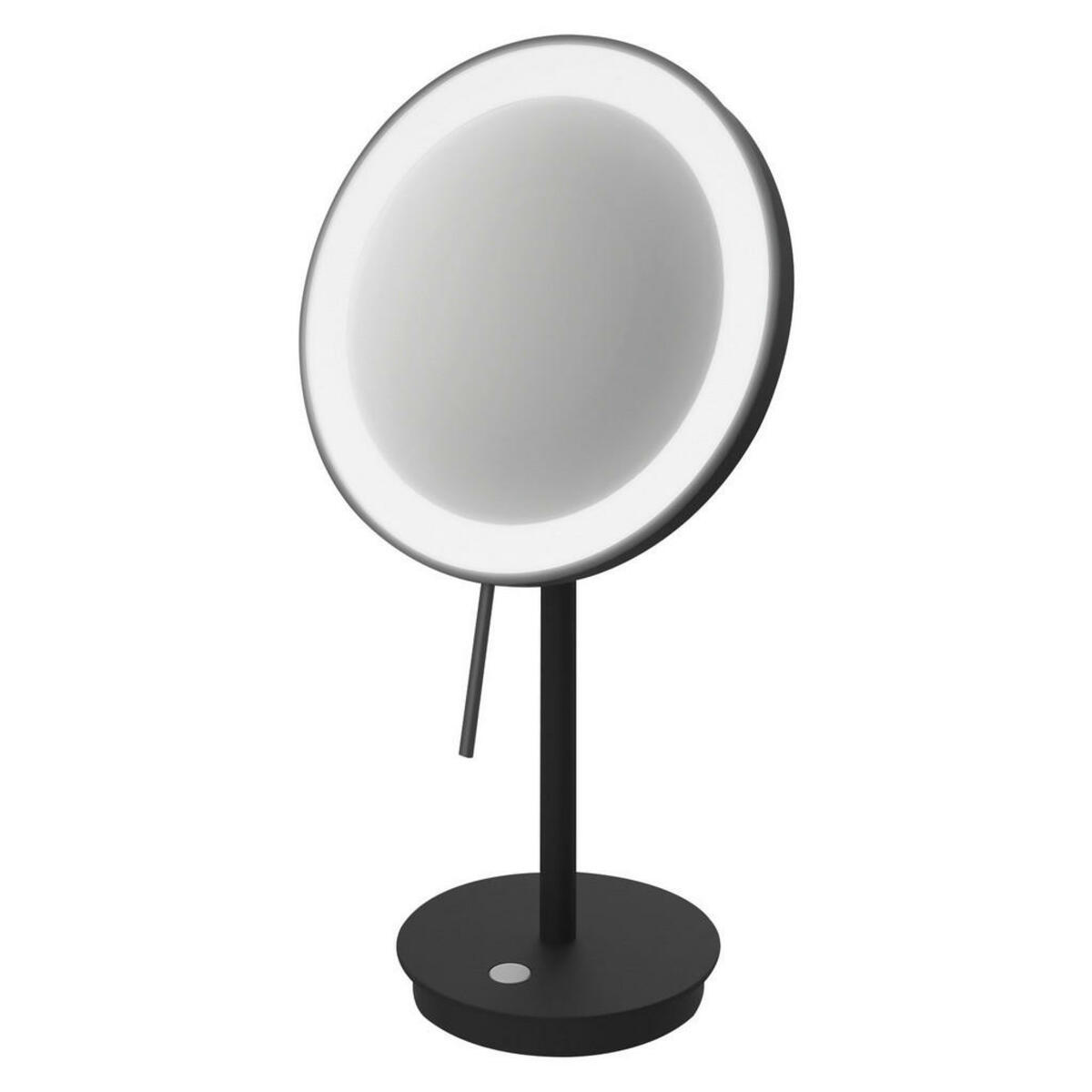 Bild 1 von Zack Schminkspiegel, Schwarz, Metall, rund, 20x37 cm, Badaccessoires, Waschplatzzubehör, Kosmetik- & Schminkspiegel