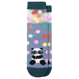 1 Paar Damen Socken mit Panda-Motiv BLAUGRAU