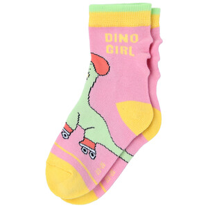 1 Paar Mädchen Socken mit Dino-Motiv ROSA