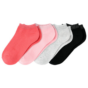 4 Paar Mädchen Sneaker-Socken mit Glitzer PINK / GRAU / SCHWARZ