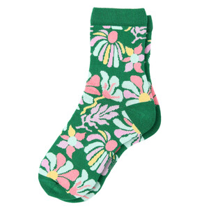 1 Paar Damen Socken mit Blumen-Motiven GRÜN
