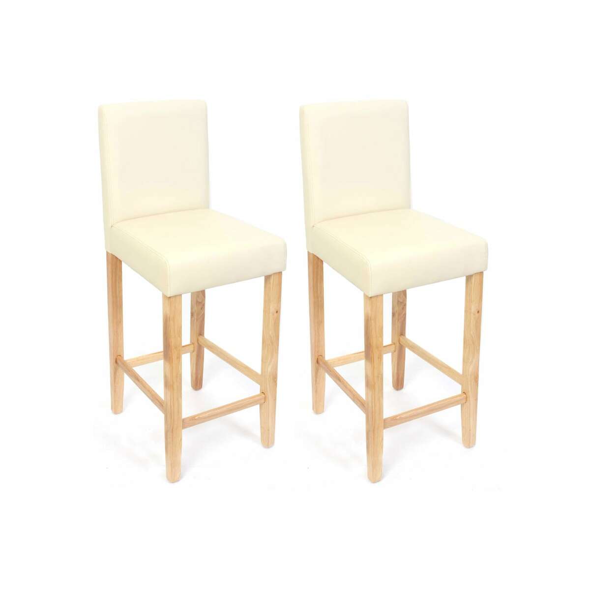 Bild 1 von 2er-Set Barhocker Cesena Kunstleder ~ creme, helle Füße