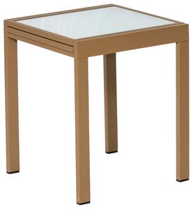 Gartentisch ausziehbar Metall/Glas L 65 cm, Beige