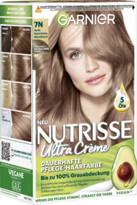 Garnier Nutrisse Ultra Crème Dauerhafte Pflege-Haarfarbe 7N Nude Natürliches Mittelblond