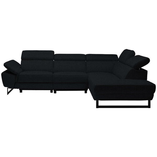 Bild 1 von Celina Home Ecksofa, Schwarz, Leder, Echtleder, Spaltleder, Rindleder, 5-Sitzer, Ottomane rechts, L-Form, 281x225 cm, Made in EU, Lederauswahl, Stoffauswahl, seitenverkehrt erhältlich, Hocker Rücke