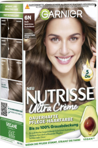 Garnier Nutrisse Ultra Crème Dauerhafte Pflege-Haarfarbe 6N Nude Natürliches Dunkelblond