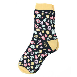 1 Paar Damen Socken mit buntem Leo-Muster DUNKELBLAU / GELB / BUNT