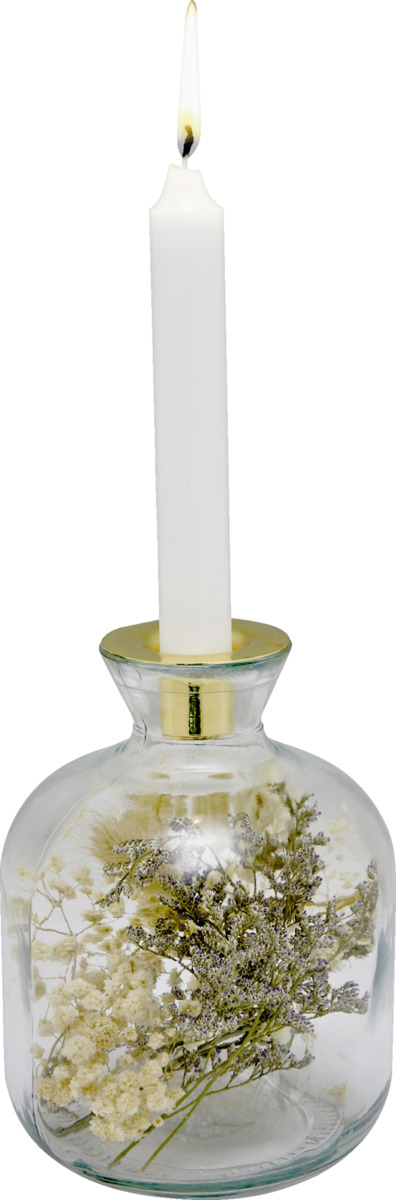 Bild 2 von IDEENWELT Glaskerzenhalter mit Trockenblumen klein