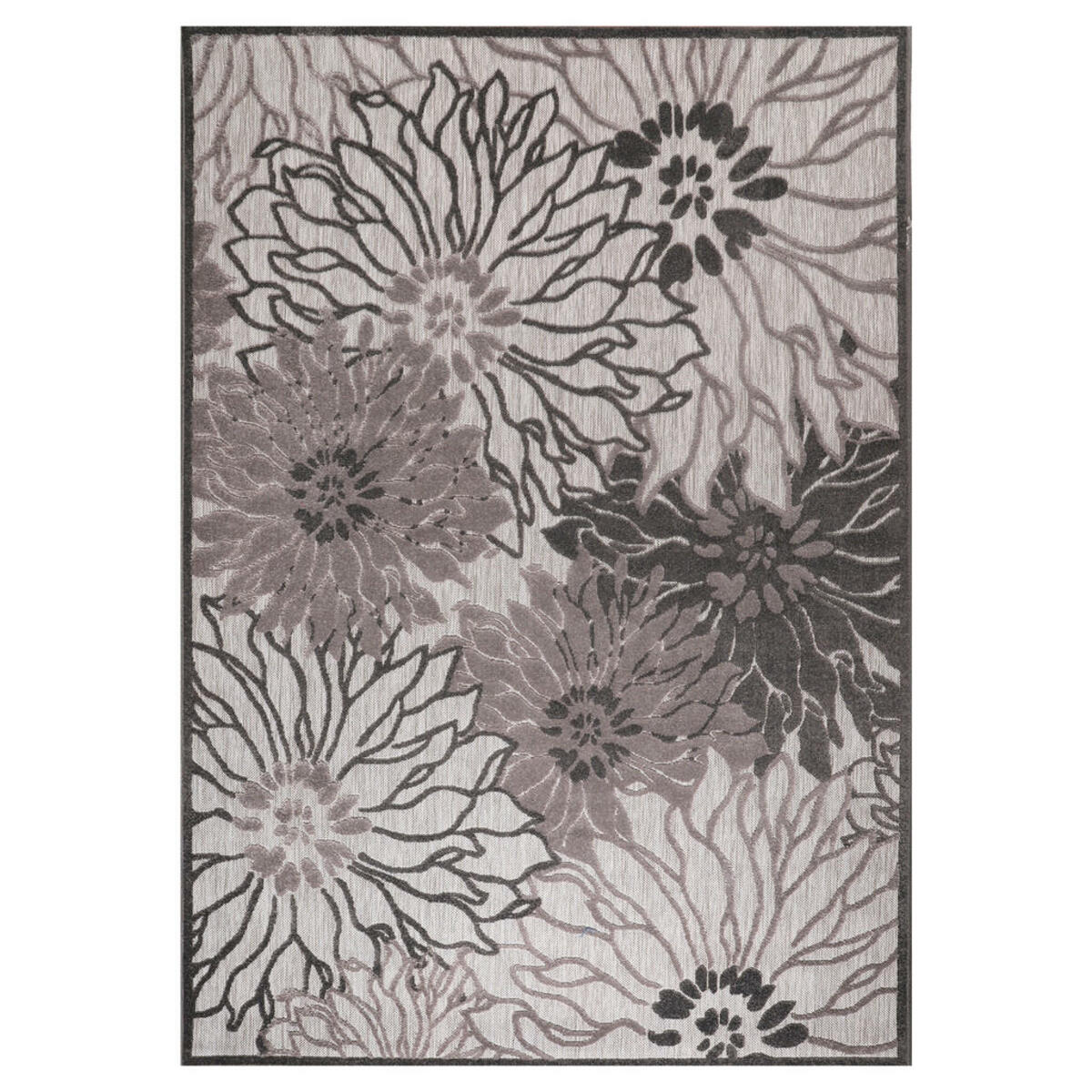 Bild 1 von Novel Outdoorteppich Floral, Grau, Hellgrau, Textil, Blätter, rechteckig, 80x150 cm, Oeko-Tex® Standard 100, pflegeleicht, Teppiche & Böden, Teppiche, Outdoorteppiche
