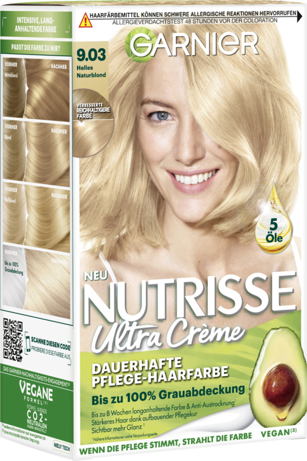 Bild 1 von Garnier Nutrisse Ultra Crème Dauerhafte Pflege-Haarfarbe 9.03 Helles Naturblond
