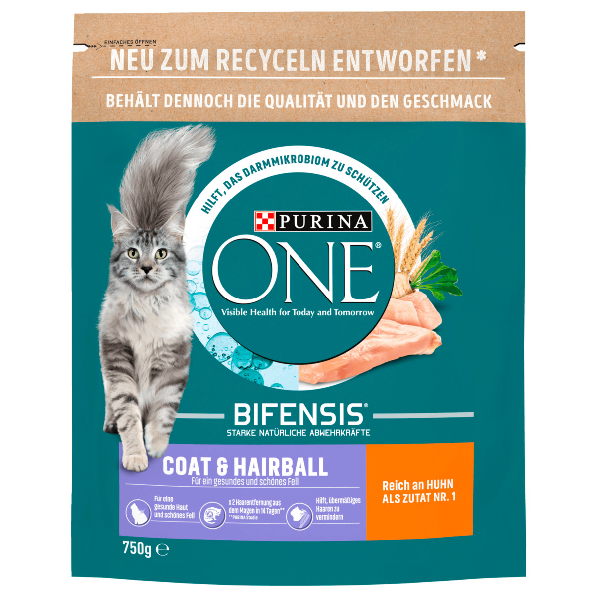 Bild 1 von Purina One Bifensis Coat & Hairball Huhn 750g