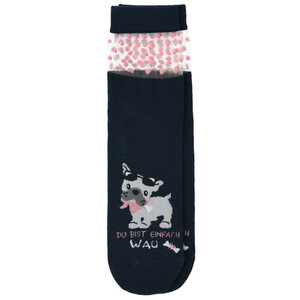 1 Paar Damen Socken mit Hunde-Motiv DUNKELBLAU