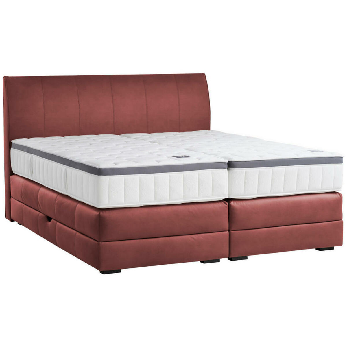 Bild 1 von Novel Boxspringbett, Bordeaux, Textil, Wenge, H4, 7-Zonen, Höhe ca. 27 cm, 200x200 cm, Bettkasten, Federkernmatratze, Schlafzimmer, Betten, Doppelbetten