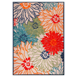 Novel Outdoorteppich Floral, Rot, Textil, Blätter, rechteckig, 80x150 cm, Oeko-Tex® Standard 100, pflegeleicht, Teppiche & Böden, Teppiche, Outdoorteppiche