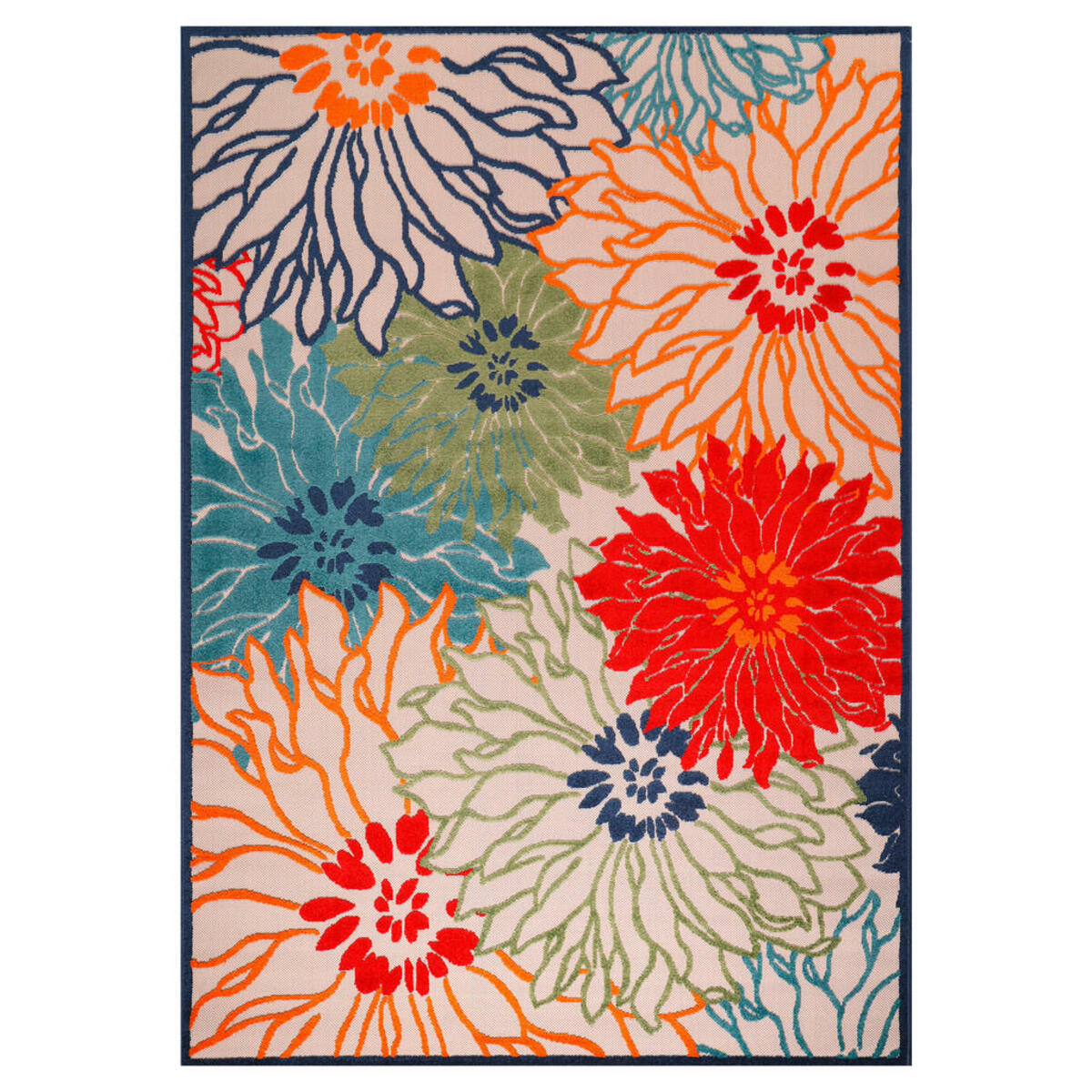 Bild 1 von Novel Outdoorteppich Floral, Rot, Textil, Blätter, rechteckig, 80x150 cm, Oeko-Tex® Standard 100, pflegeleicht, Teppiche & Böden, Teppiche, Outdoorteppiche