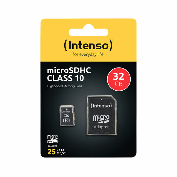 Bild 1 von Intenso Speicherkarte Micro-SDHC Class 10 mit SD-Adapter 32 GB