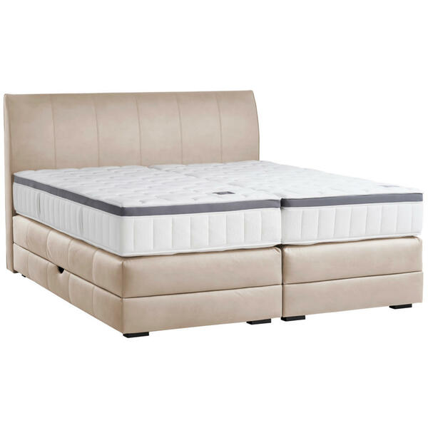Bild 1 von Novel Boxspringbett, Beige, Textil, Wenge, H2 + H4, 7-Zonen, Höhe ca. 27 cm, 200x200 cm, Bettkasten, Federkernmatratze, Schlafzimmer, Betten, Doppelbetten