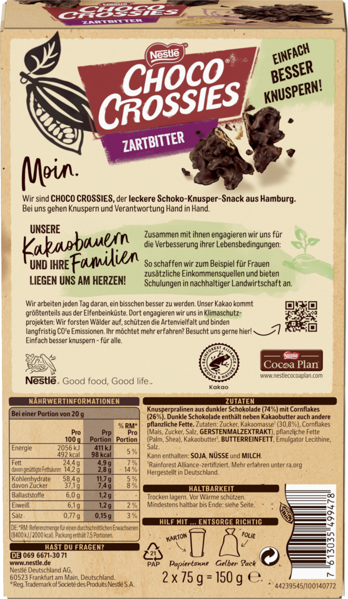 Bild 2 von Choco Crossies Zartbitter - dunkle Schokolade