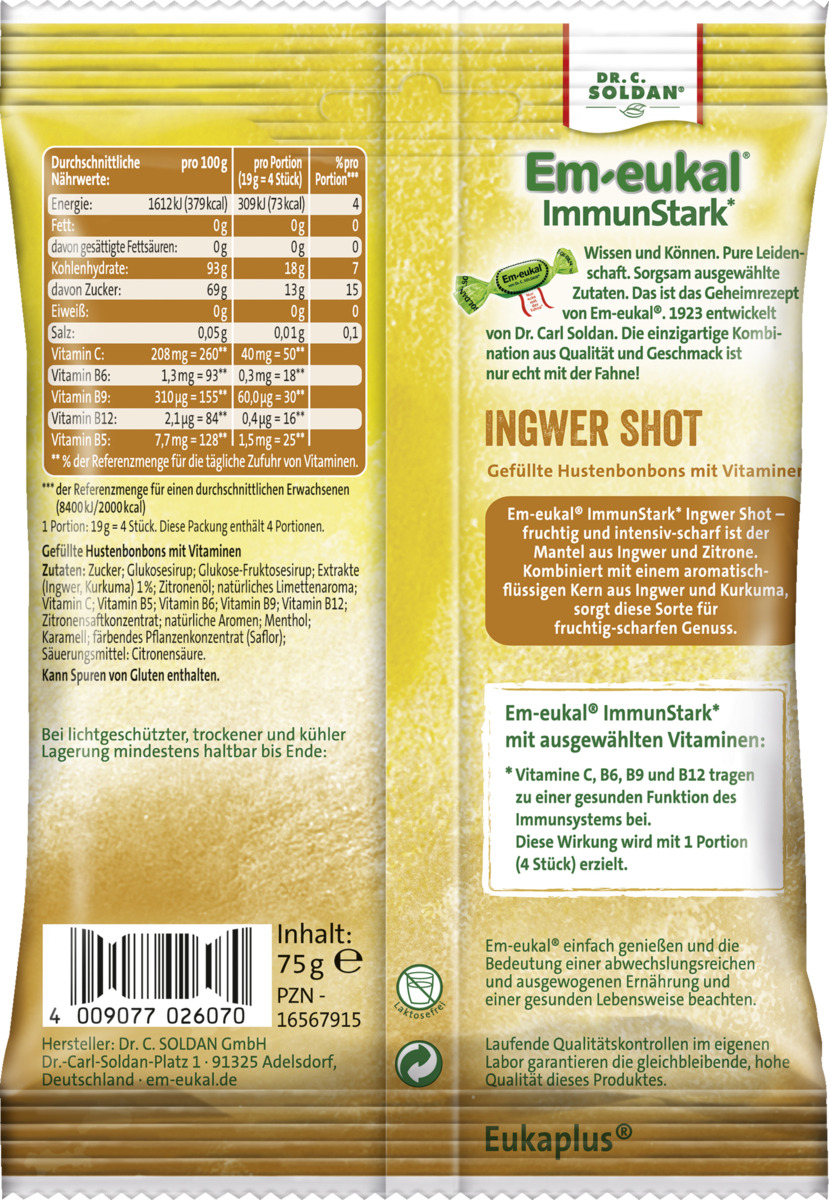 Bild 1 von Em-eukal Ingwer-Shot Hustenbonbon gefüllt