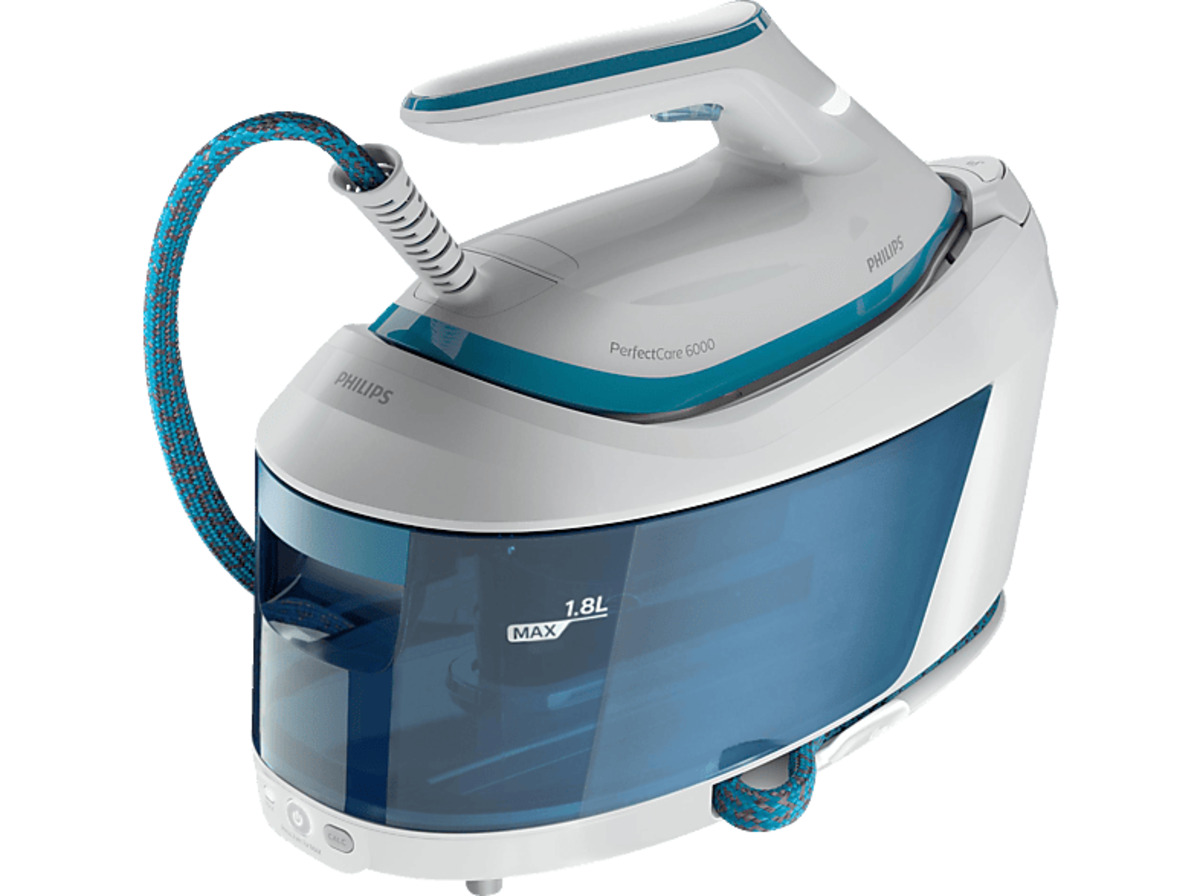 Bild 1 von PHILIPS PSG6022/20 PerfectCare Serie 6000 OptimalTemp, 1.8L, Dampfbügelstation (2400 Watt, 6,5 bar), Weiß/Blau