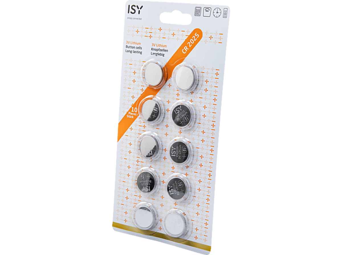 Bild 1 von ISY IBA-3025 CR 2025 Lithium Knopfzelle, 3 Volt 10 Stück, Silber