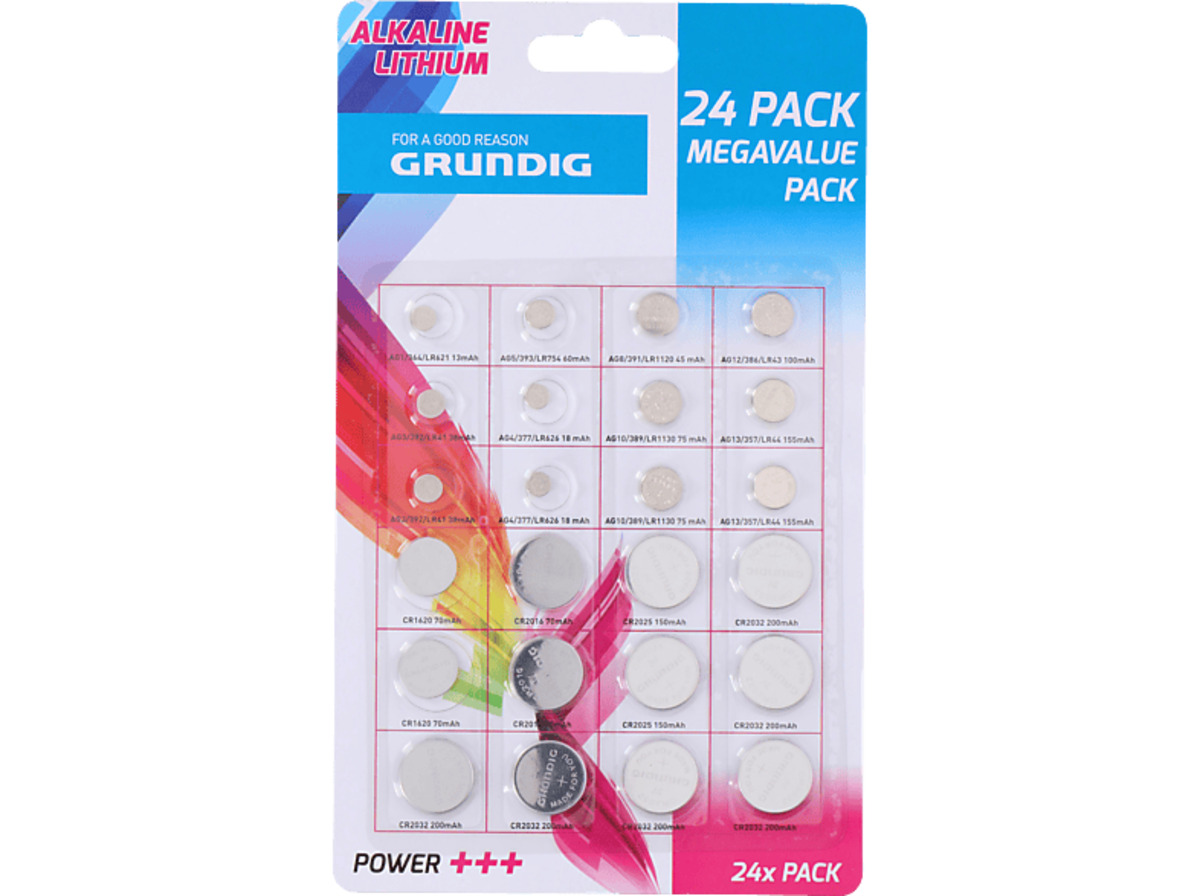 Bild 1 von GRUNDIG 145716 Knopfzelle ass Batterie 24 Stück, Mehrfarbig