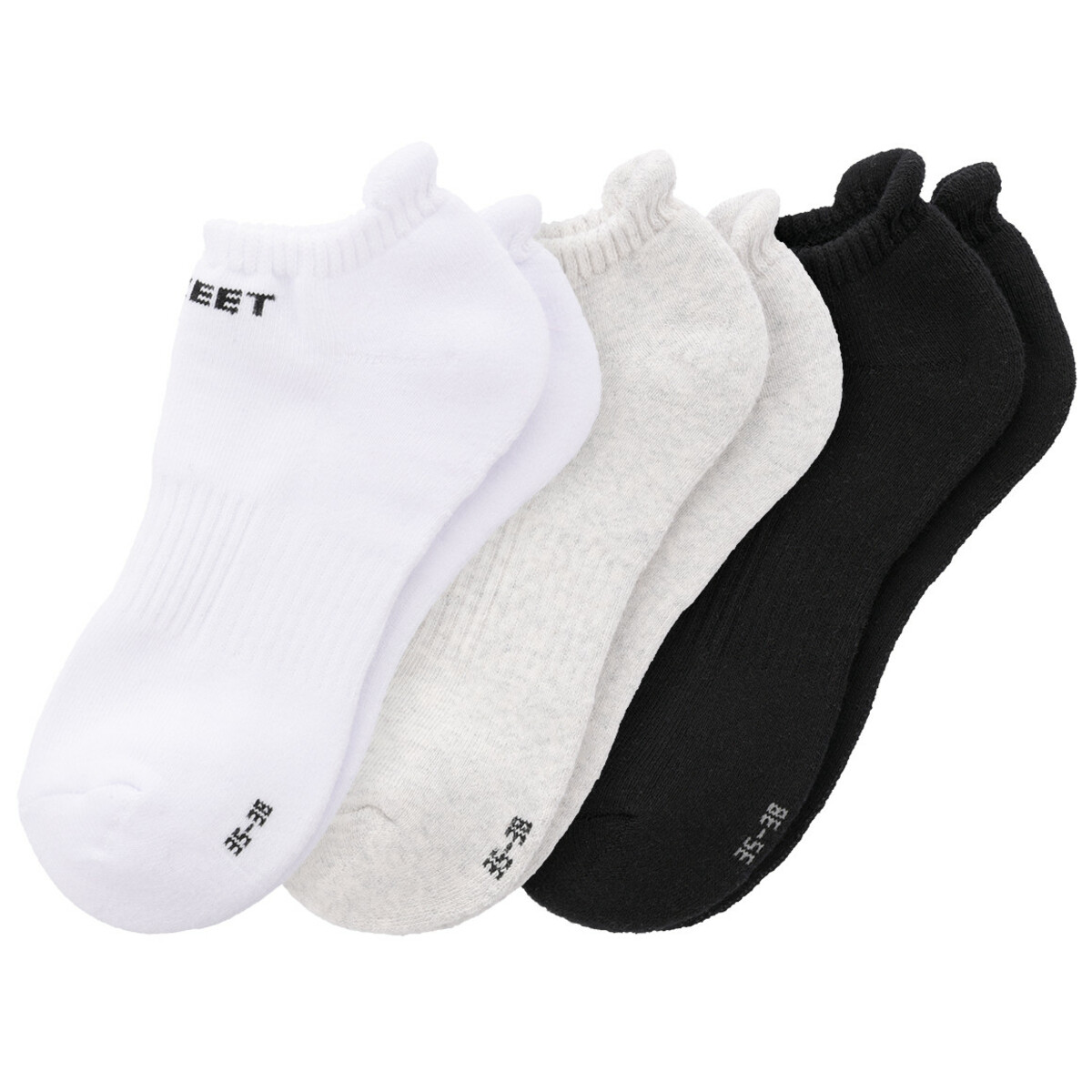 Bild 1 von 3 Paar Jungen Sportsocken in Sneaker-Passform WEISS / SCHWARZ / HELLGRAU