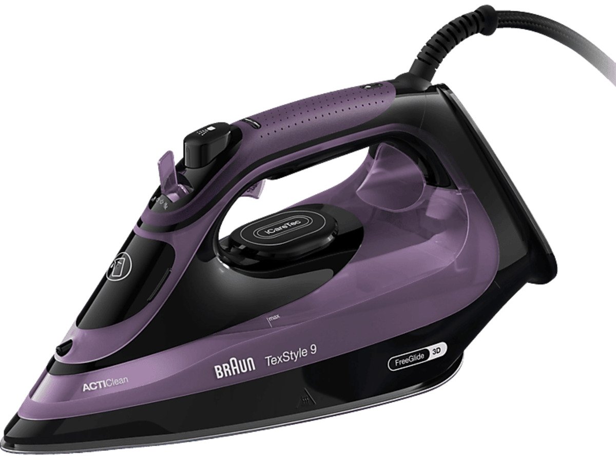 Bild 1 von BRAUN TexStyle 9 SI 9661 VI Dampfbügeleisen (3100 Watt, Keramiksohle, EloxalPlus), Schwarz/Violett