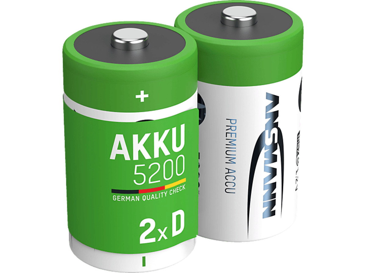 Bild 1 von ANSMANN 2er Set NiMH Akku, Nickel-Metallhydrid, 1.2 Volt, 5000 mAh, Weiß