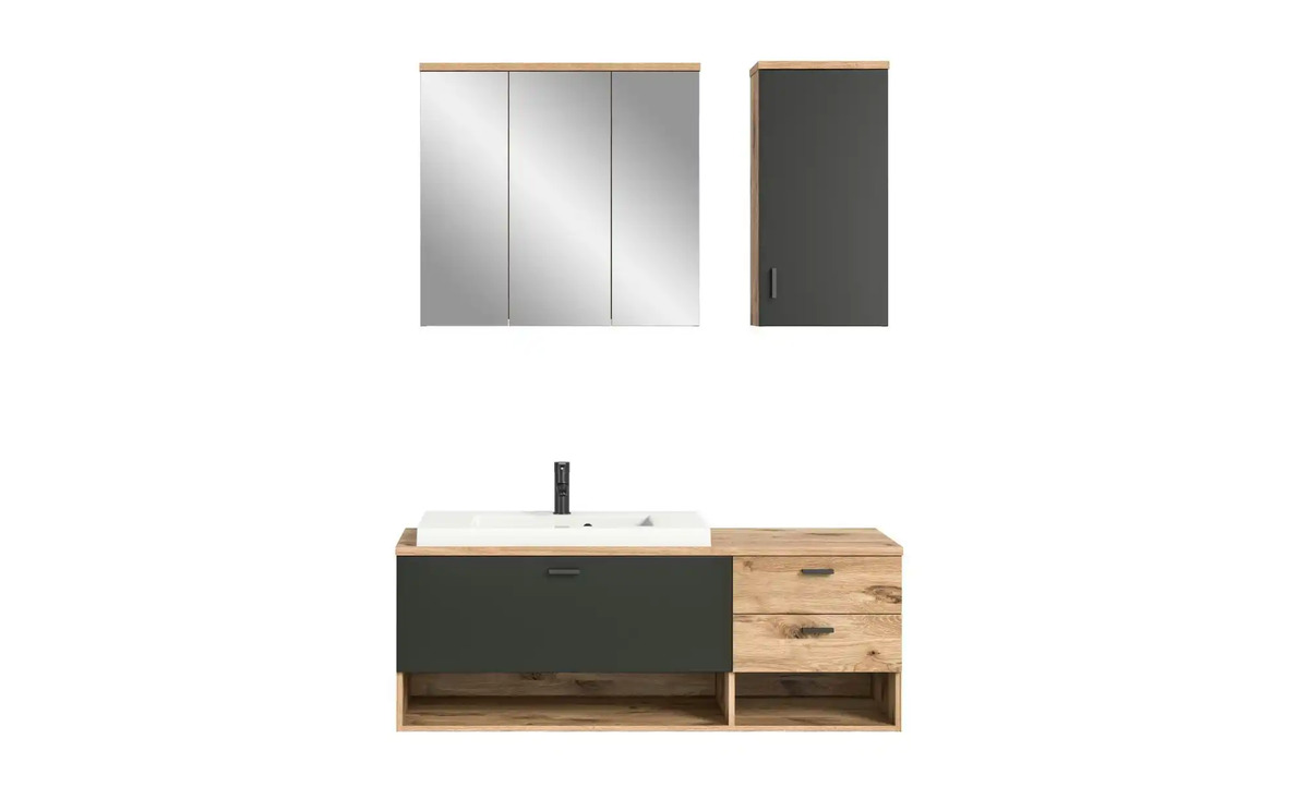 Bild 1 von Badkombination ¦ holzfarben ¦ Maße (cm): B: 140 H: 192 T: 48 Badezimmer > Komplett-Badkombinationen - Sconto