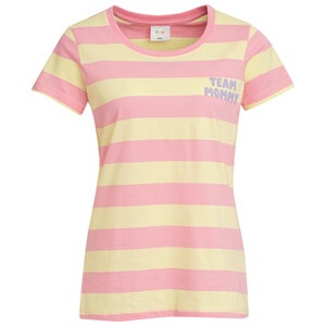 Damen T-Shirt mit gummiertem Print ROSA / HELLGELB