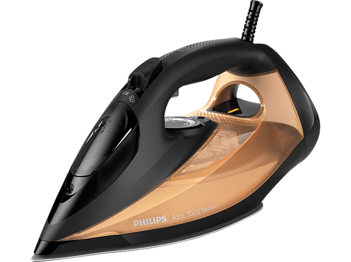 Bild 1 von PHILIPS DST7040/80 Azur 7000 Series Dampfstoß: 250 g/Min., 300ml, Dampfbügeleisen (2800 Watt, SteamGlide Elite), Schwarz/Gold